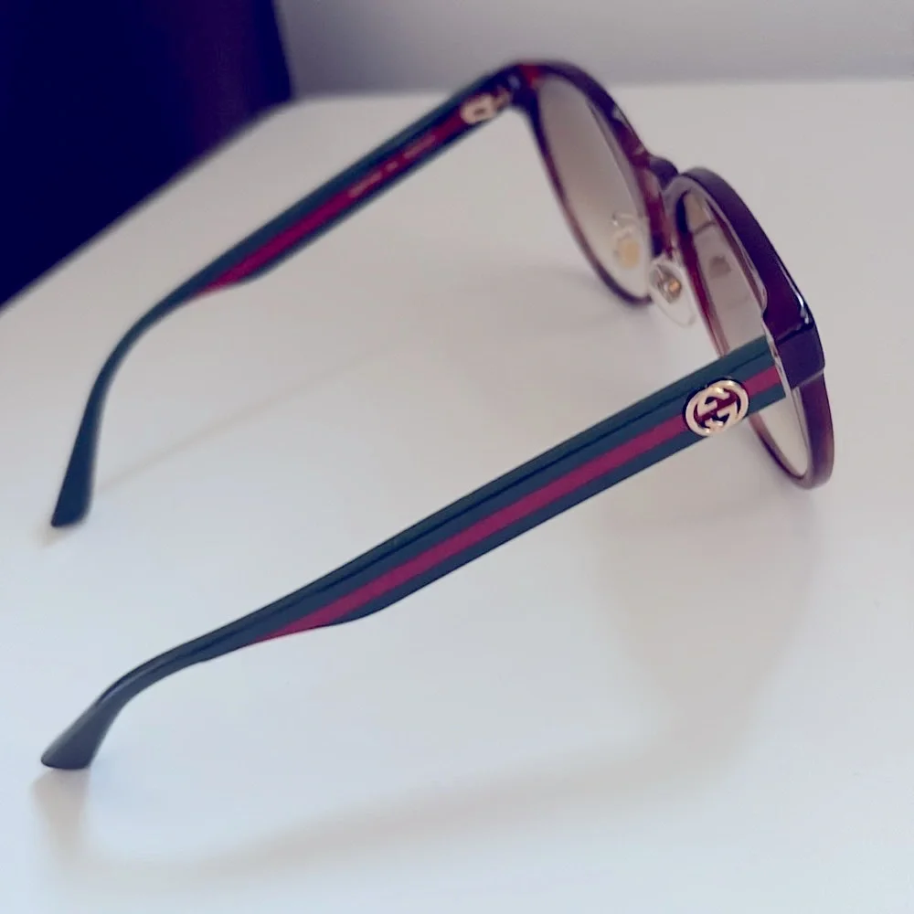 NEW [Gucci] Authenticated Luxury Round Sunglasses in Tortoiseshell/Green Acetate - Picture 8 of 15